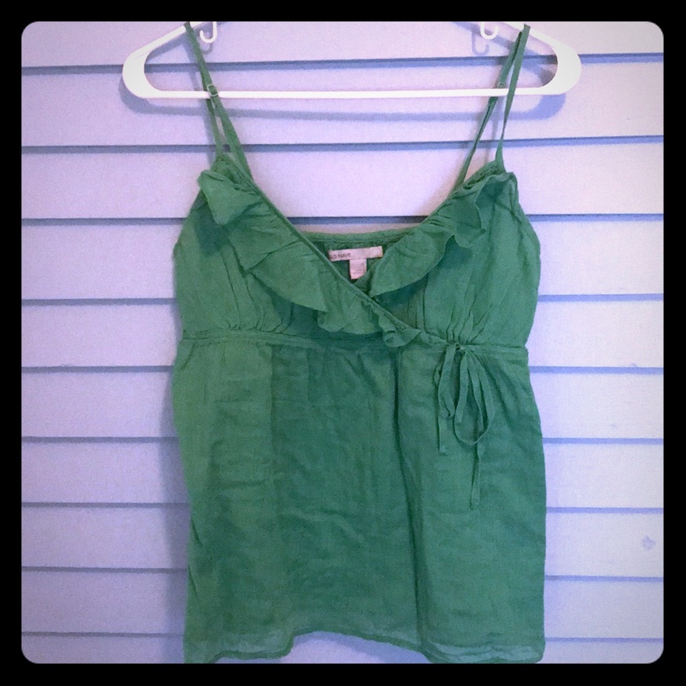 2 for $15/ Sexy ruffle strappy tank green Old Navy